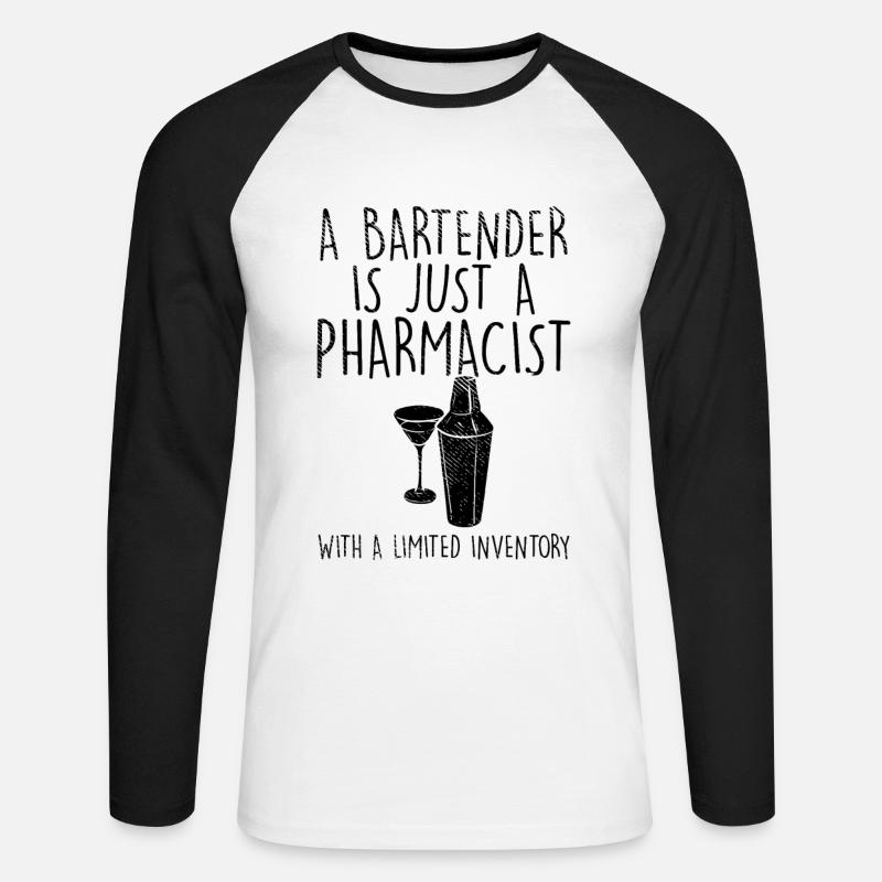 Barkeeper - Unisex Baseballshirt langarm - Weiß/Schwarz