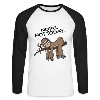Faultier Nope not today - Unisex Baseballshirt langarm - Weiß/Schwarz - Vorne - Nik (191cm)