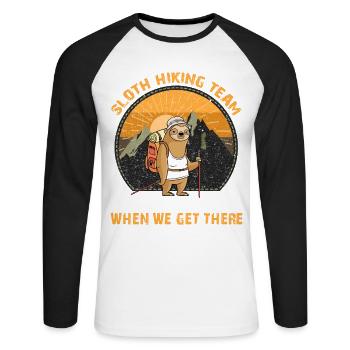 Sloth Hiking Team - Unisex Long Sleeve Baseball T-Shirt - white/black - Front - Nik (191cm)