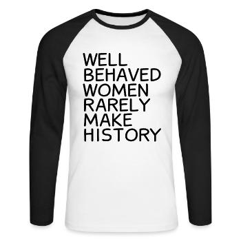 Feminist Feminist Gift - Unisex Long Sleeve Baseball T-Shirt - white/black - Front - Nik (191cm)