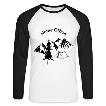 Home Office in den Bergen - Unisex Baseballshirt langarm - Weiß/Schwarz - Vorne - Nik (191cm)