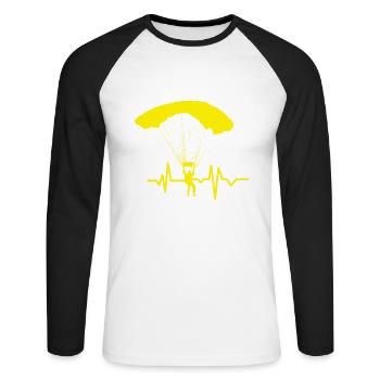 Skydiver / Extreme Sports / Paragliding / Parachute - Unisex Long Sleeve Baseball T-Shirt - white/black - Front - Nik (191cm)