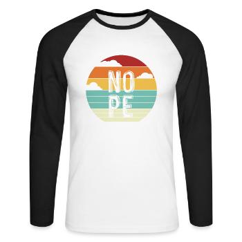 Nope Vintage Slogan Retro Irony No Humor Cool - T-shirt baseball manches longues Homme - blanc/noir - Devant - Nik (191cm)