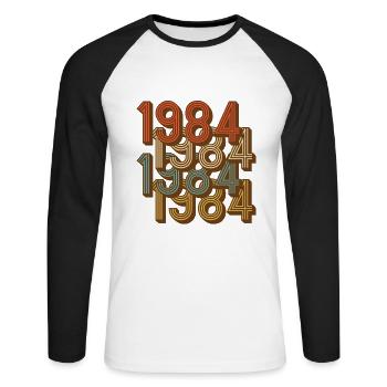 1984 millésime millésime rétro - T-shirt baseball manches longues Homme - blanc/noir - Devant - Nik (191cm)