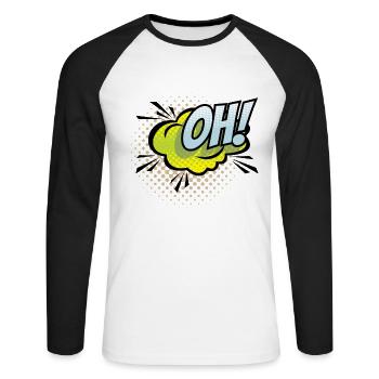 Cool 90 design OH ! - T-shirt baseball manches longues Homme - blanc/noir - Devant - Nik (191cm)