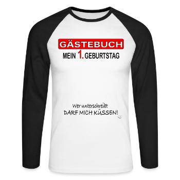 1. Geburtstag Süßes Geschenkidee zum 1. Jahrestag - Unisex Baseballshirt langarm - Weiß/Schwarz - Vorne - Nik (191cm)