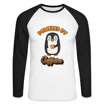 Powered by Caffeine Manchot empereur Manchot - T-shirt baseball manches longues Homme - blanc/noir - Devant - Nik (191cm)
