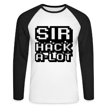 Computer hacken und Pixel-Kunst Sir Hack A Lot - Unisex Baseballshirt langarm - Weiß/Schwarz - Vorne - Nik (191cm)