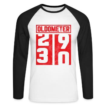 30th birthday 30 30th gift oldometer - Unisex Long Sleeve Baseball T-Shirt - white/black - Front - Nik (191cm)