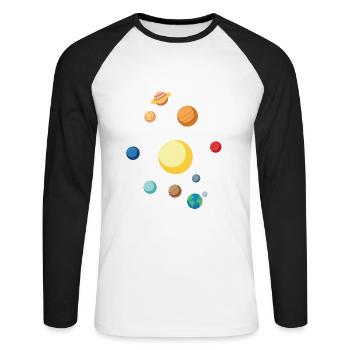 NASA Sonnensystem Klassisch Weltraum Geschenkidee - Unisex Baseballshirt langarm - Weiß/Schwarz - Vorne - Nik (191cm)