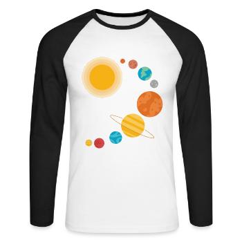 Système solaire de la Idées cadeaux spatiale classique - T-shirt baseball manches longues Homme - blanc/noir - Devant - Nik (191cm)