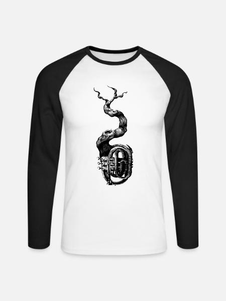 Trompete - Unisex Baseballshirt langarm - Weiß/Schwarz