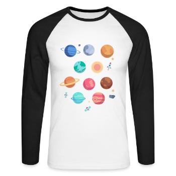 Weltall Astronomie Nasa Milchstraße Geschenkidee - Unisex Baseballshirt langarm - Weiß/Schwarz - Vorne - Nik (191cm)