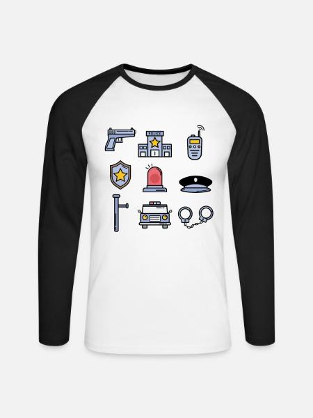 Police Collection Kids Policeman Cop Gift - Unisex Long Sleeve Baseball T-Shirt - white/black