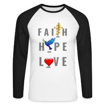 Jésus Jésus Jésus chrétien chrétien chrétien chrétien - T-shirt baseball manches longues Homme - blanc/noir - Devant - Nik (191cm)