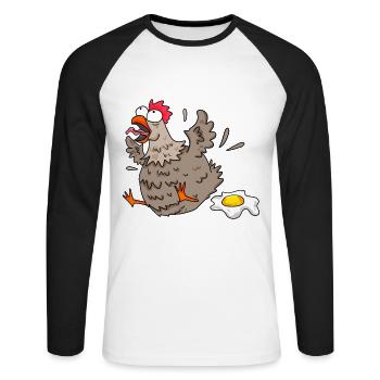 Funny chicken - Unisex Long Sleeve Baseball T-Shirt - white/black - Front - Nik (191cm)
