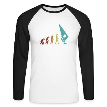 Windsurfen Evolution Surfer Wassersport Windsurfen - Unisex Baseballshirt langarm - Weiß/Schwarz - Vorne - Nik (191cm)