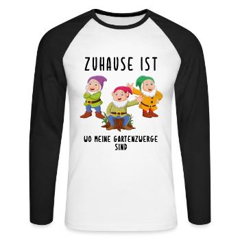 Zuhause Gartenzwerg Gartensiedlung Hobbygärtner - Unisex Baseballshirt langarm - Weiß/Schwarz - Vorne - Nik (191cm)