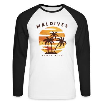 Maldives - T-shirt baseball manches longues Homme - blanc/noir - Devant - Nik (191cm)