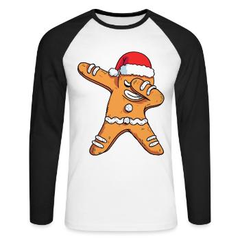 Dabbing Gingerbread Santa Christmas - T-shirt baseball manches longues Homme - blanc/noir - Devant - Nik (191cm)