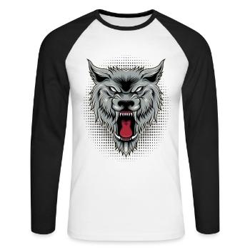 Loup sauvage | Meute de loups - T-shirt baseball manches longues Homme - blanc/noir - Devant - Nik (191cm)
