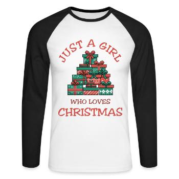 Juste une fille qui aime Noël Noël - T-shirt baseball manches longues Homme - blanc/noir - Devant - Nik (191cm)