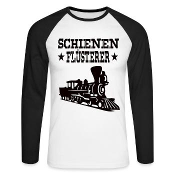 Eisenbahner - Unisex Baseballshirt langarm - Weiß/Schwarz - Vorne - Nik (191cm)