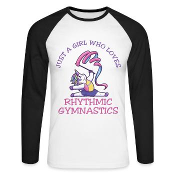 Just A Girl Who Loves Rhythmic Gymnastics - Unisex Baseballshirt langarm - Weiß/Schwarz - Vorne - Nik (191cm)
