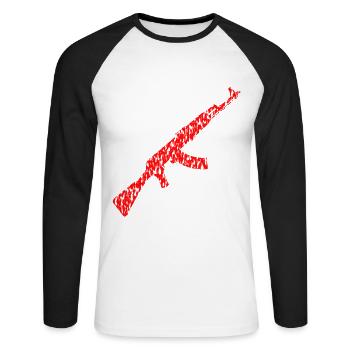 Ak47, Ak 47 or Ak-47 - Unisex Long Sleeve Baseball T-Shirt - white/black - Front - Nik (191cm)
