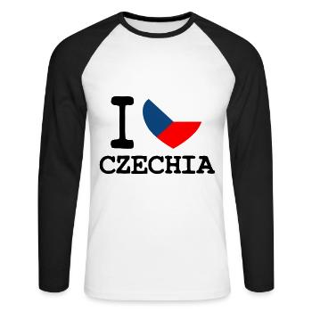 Drôle de dicton tchèque sur la République tchèque - T-shirt baseball manches longues Homme - blanc/noir - Devant - Nik (191cm)