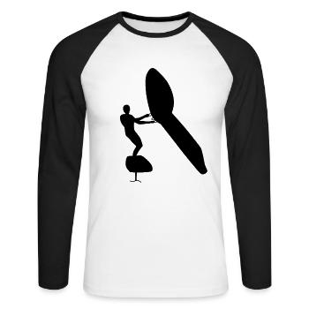 Wingfoil - T-shirt baseball manches longues Homme - blanc/noir - Devant - Nik (191cm)