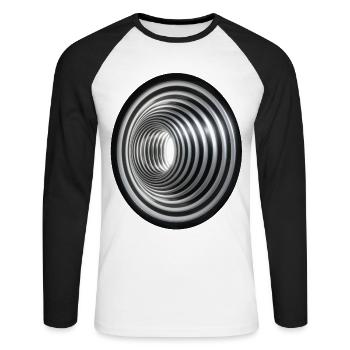 3D Vortex - Effect / 3D Effekt Strudel Swirl Vortex - Unisex Long Sleeve Baseball T-Shirt - white/black - Front - Nik (191cm)