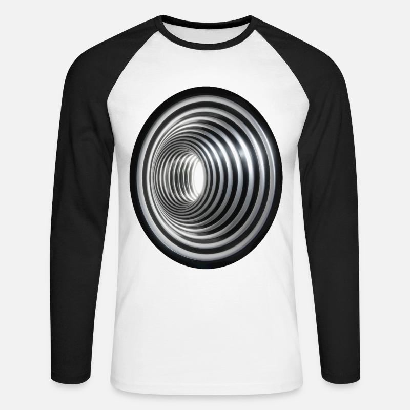 Vortex 3D - Effet / Effekt 3D Strudel Swirl Vortex - T-shirt baseball manches longues Homme - blanc/noir