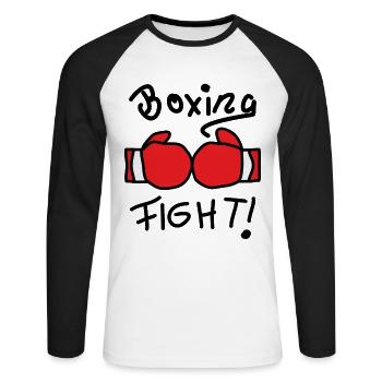 Strength and Discipline Boxing Gloves - Unisex Long Sleeve Baseball T-Shirt - white/black - Front - Nik (191cm)