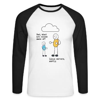 What are clouds made of? Linux servers mostly! - Unisex Long Sleeve Baseball T-Shirt - white/black - Front - Nik (191cm)