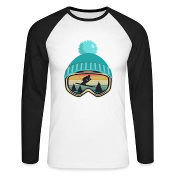 Ski Skieur Apres Ski Funny Gift - T-shirt baseball manches longues Homme - blanc/noir - Devant - Nik (191cm)