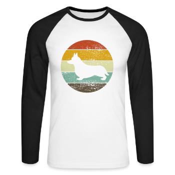 Corgi Dog Sport Dog School Pembroke Retro - Unisex Long Sleeve Baseball T-Shirt - white/black - Front - Nik (191cm)