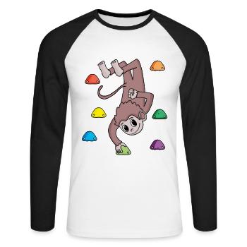 Monkey on the climbing wall - climbing - gift - Unisex Long Sleeve Baseball T-Shirt - white/black - Front - Nik (191cm)