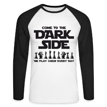 Chess Dark Side Chess Player Checkmate - Unisex Long Sleeve Baseball T-Shirt - white/black - Front - Nik (191cm)