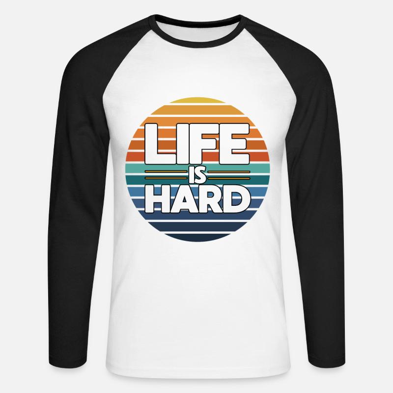 Das Leben Ist Hart - Unisex Baseballshirt langarm - Weiß/Schwarz