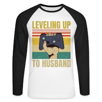Mise à niveau jusqu'au mari - Mariage de joueur de marié - T-shirt baseball manches longues Homme - blanc/noir - Devant - Nik (191cm)
