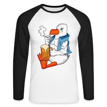 Dangerous seagull beer North Sea Moin seagull - Unisex Long Sleeve Baseball T-Shirt - white/black - Front - Nik (191cm)