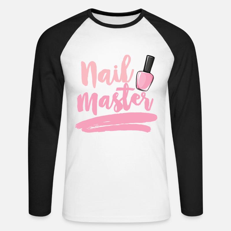 Nail Master - Unisex Baseballshirt langarm - Weiß/Schwarz