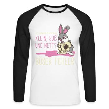 Lustige Hasen Geschenk kleine böse süße Hasen - Unisex Baseballshirt langarm - Weiß/Schwarz - Vorne - Nik (191cm)