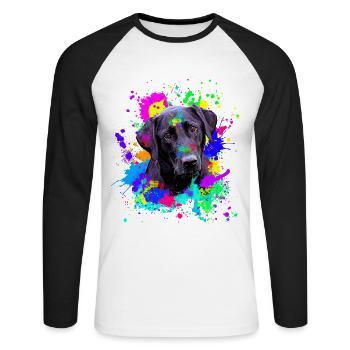 Cute Black Labrador Dog - Unisex Long Sleeve Baseball T-Shirt - white/black - Front - Nik (191cm)