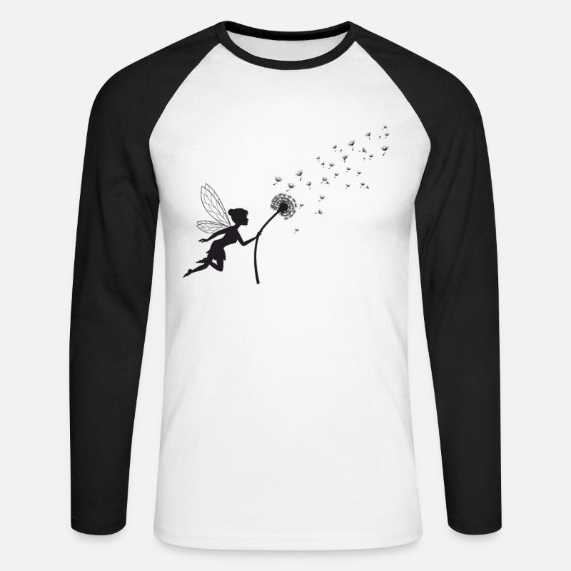 Schmetterlingdesign Pusteblumendesign mit Spruch - Unisex Baseballshirt langarm - Weiß/Schwarz