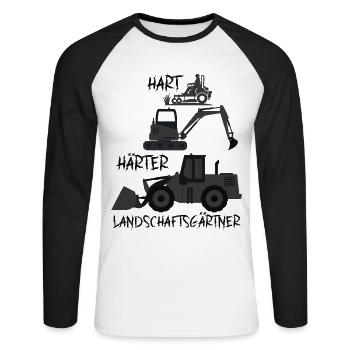 Landschaftsgärtner hart härter lustiger Spruch - Unisex Baseballshirt langarm - Weiß/Schwarz - Vorne - Nik (191cm)