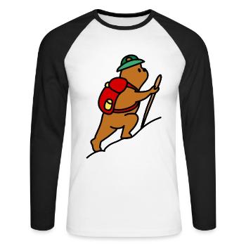 Aventure et nature Ours errant - T-shirt baseball manches longues Homme - blanc/noir - Devant - Nik (191cm)