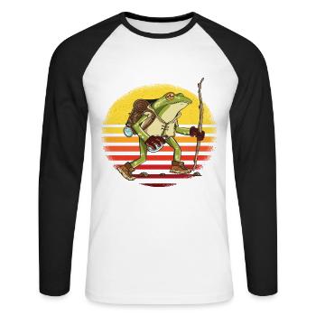 GRENOUILLE RANDONNEURS RANDONNÉES RANDONNÉES MONTAGNE ALPINISME - T-shirt baseball manches longues Homme - blanc/noir - Devant - Nik (191cm)
