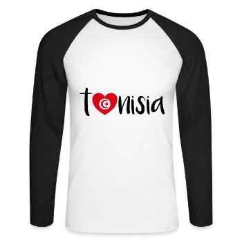 Funny Tunisian saying about Tunisia gift - Unisex Long Sleeve Baseball T-Shirt - white/black - Front - Nik (191cm)